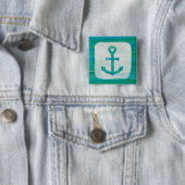 Kustkunst | Aqua Anchor Vierkante Button 5,1 Cm (In situ)