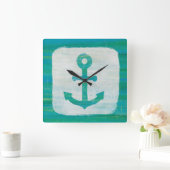 Kustkunst | Aqua Anchor Vierkante Klok (Huis)