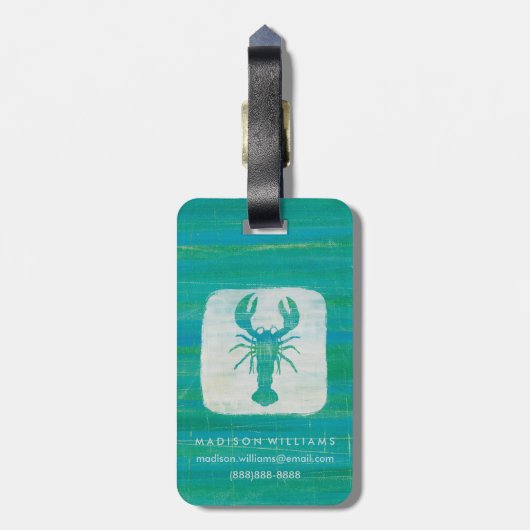 Kustkunst | Aqua Lobster Bagagelabel (Achterkant verticaal)