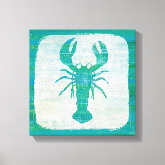 Kustkunst | Aqua Lobster Canvas Afdruk (Voorkant)