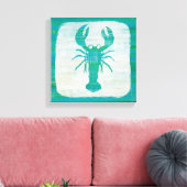 Kustkunst | Aqua Lobster Canvas Afdruk (Insitu (Woonkamer))
