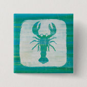 Kustkunst | Aqua Lobster Vierkante Button 5,1 Cm (Voorkant)