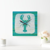 Kustkunst | Aqua Lobster Vierkante Klok (Huis)