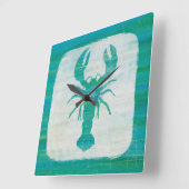 Kustkunst | Aqua Lobster Vierkante Klok (Hoek)