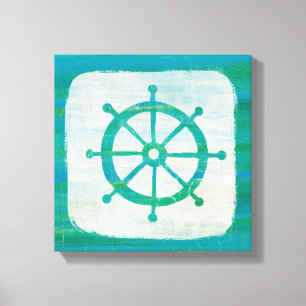 Kustkunst   Aqua stuurwiel Canvas Afdruk
