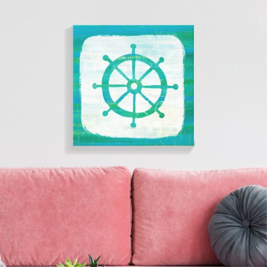 Kustkunst | Aqua stuurwiel Canvas Afdruk (Insitu (Woonkamer))
