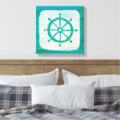 Kustkunst | Aqua stuurwiel Canvas Afdruk (Insitu (Slaapkamer))