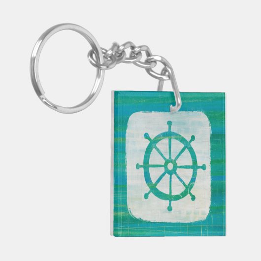Kustkunst | Aqua stuurwiel Sleutelhanger (Voorkant Links)