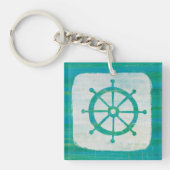 Kustkunst | Aqua stuurwiel Sleutelhanger (Voorkant)