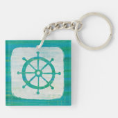 Kustkunst | Aqua stuurwiel Sleutelhanger (Achterkant)