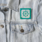 Kustkunst | Aqua stuurwiel Vierkante Button 5,1 Cm (In situ)