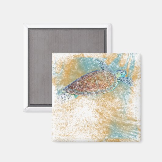 Kustkunst met Zee schildpad Magneet (Voorkant / Achterkant)