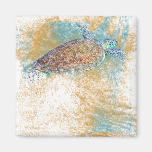 Kustkunst met Zee schildpad Magneet (Voorkant)