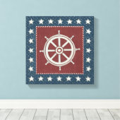 Kustkunst | Scheepswiel op rood Canvas Afdruk (Insitu (Houten vloer))