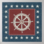 Kustkunst | Scheepswiel op rood Poster (Voorkant)