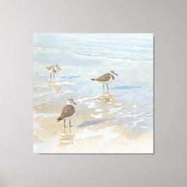 Kustkunst Strandlopers op Strand Canvas Afdruk