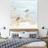 Kustkunst Strandlopers op Strand Canvas Afdruk (Insitu (Slaapkamer))