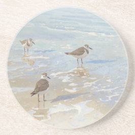 Kustkunst Strandlopers op Strand Zandsteen Onderzetter