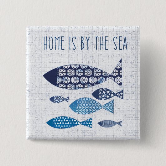 Kustkunst | Thuis is door de Zee Vierkante Button 5,1 Cm (Voorkant)