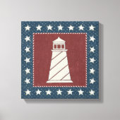 Kustkunst | Vuurtoren op rood Canvas Afdruk (Voorkant)