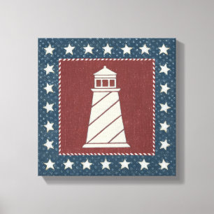 Kustkunst   Vuurtoren op rood Canvas Afdruk