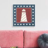 Kustkunst | Vuurtoren op rood Canvas Afdruk (Insitu (Woonkamer))