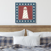 Kustkunst | Vuurtoren op rood Canvas Afdruk (Insitu (Slaapkamer))