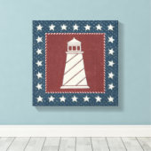 Kustkunst | Vuurtoren op rood Canvas Afdruk (Insitu (Houten vloer))