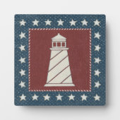 Kustkunst | Vuurtoren op rood Fotoplaat (Voorkant)