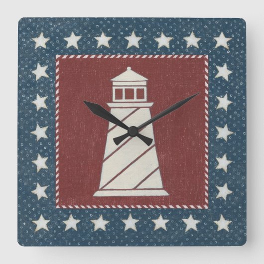 Kustkunst | Vuurtoren op rood Vierkante Klok (Voorkant)