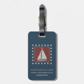 Kustkunst | Zeilboot op rood Bagagelabel (Achterkant verticaal)