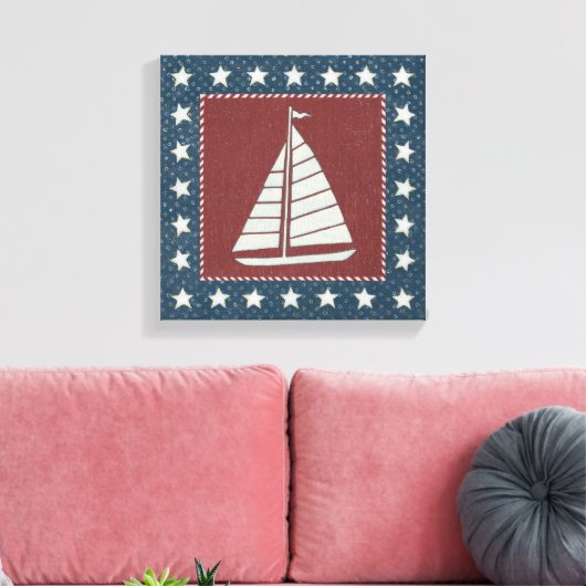 Kustkunst | Zeilboot op rood Canvas Afdruk (Insitu (Woonkamer))