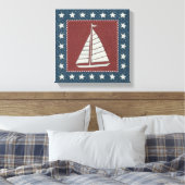 Kustkunst | Zeilboot op rood Canvas Afdruk (Insitu (Slaapkamer))