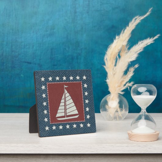 Kustkunst | Zeilboot op rood Fotoplaat (Insitu)