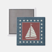 Kustkunst | Zeilboot op rood Magneet (Voorkant / Achterkant)