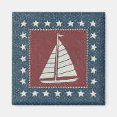 Kustkunst | Zeilboot op rood Magneet (Voorkant)