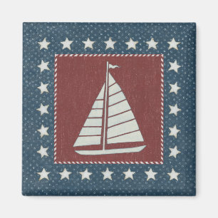 Kustkunst   Zeilboot op rood Magneet