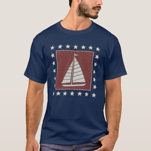 Kustkunst | Zeilboot op rood T-shirt (Voorkant)