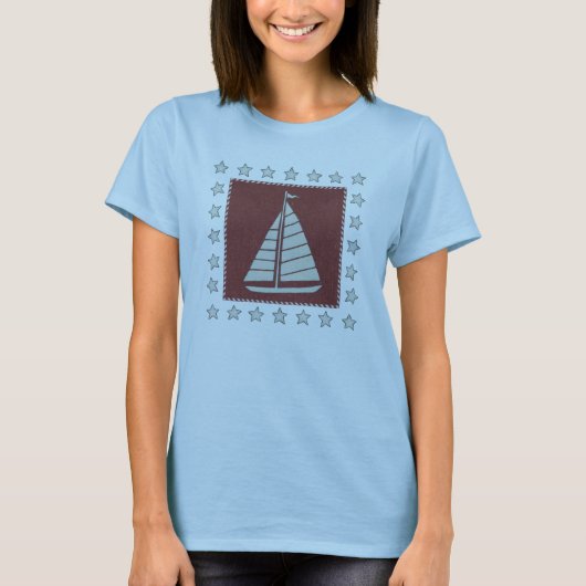 Kustkunst | Zeilboot op rood T-shirt (Voorkant)