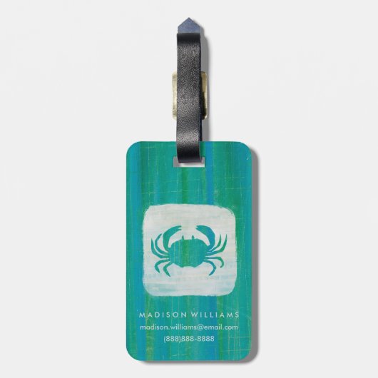 Kustkust | Aqua Crab Bagagelabel (Achterkant verticaal)