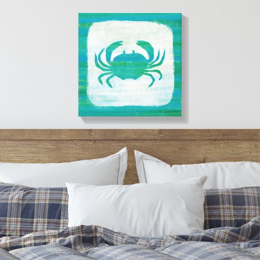 Kustkust | Aqua Crab Canvas Afdruk (Insitu (Slaapkamer))
