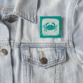 Kustkust | Aqua Crab Vierkante Button 5,1 Cm (In situ)