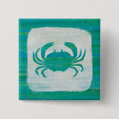 Kustkust | Aqua Crab Vierkante Button 5,1 Cm (Voorkant)
