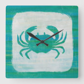 Kustkust | Aqua Crab Vierkante Klok (Voorkant)