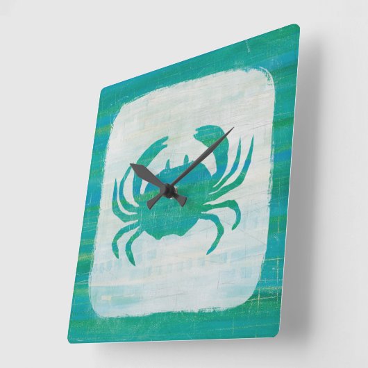 Kustkust | Aqua Crab Vierkante Klok (Hoek)