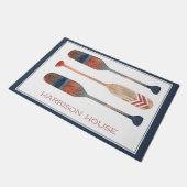 Kustkust nautische strand riemen gepersonaliseerd deurmat (Schuin)