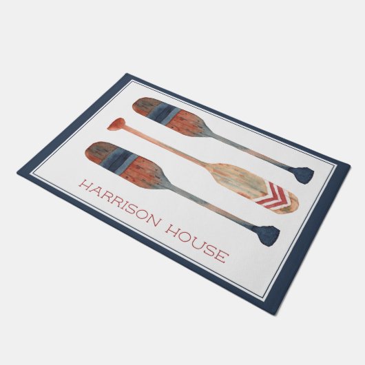 Kustkust nautische strand riemen gepersonaliseerd deurmat (Schuin)