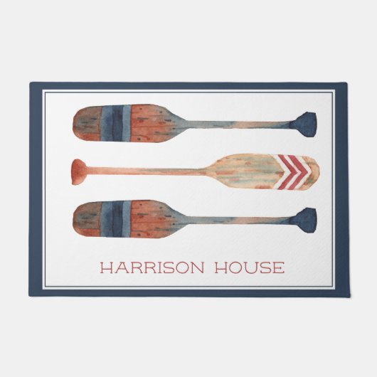 Kustkust nautische strand riemen gepersonaliseerd deurmat (Voorkant)