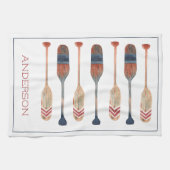 Kustkust nautische strand riemen gepersonaliseerd theedoek (Horizontaal)