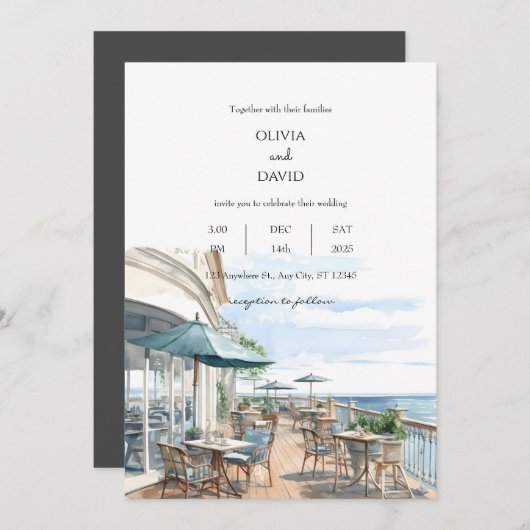 Kustkust Rooftop Cafe Zee Uitzichten Bruiloft Kaart (Voorkant / Achterkant)